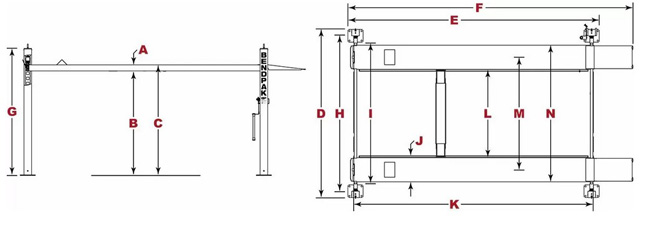 BendPak HD-7500PBX Specifications Diagram